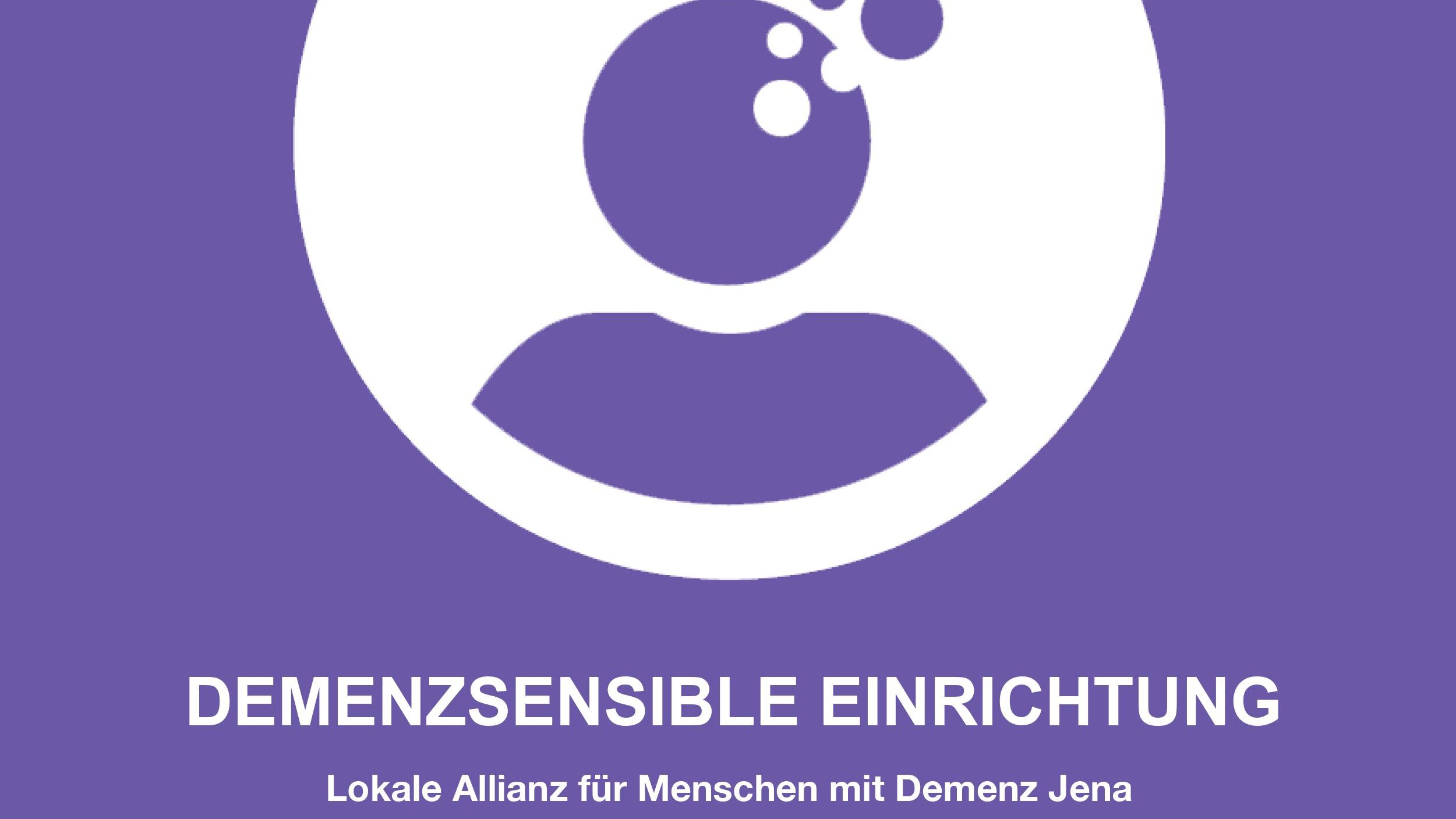 Plakette für Demenzsensible Einrichtungen in Jena Illustration: Plakette mit Aufschrift "Demenzsensible Einrichtung"