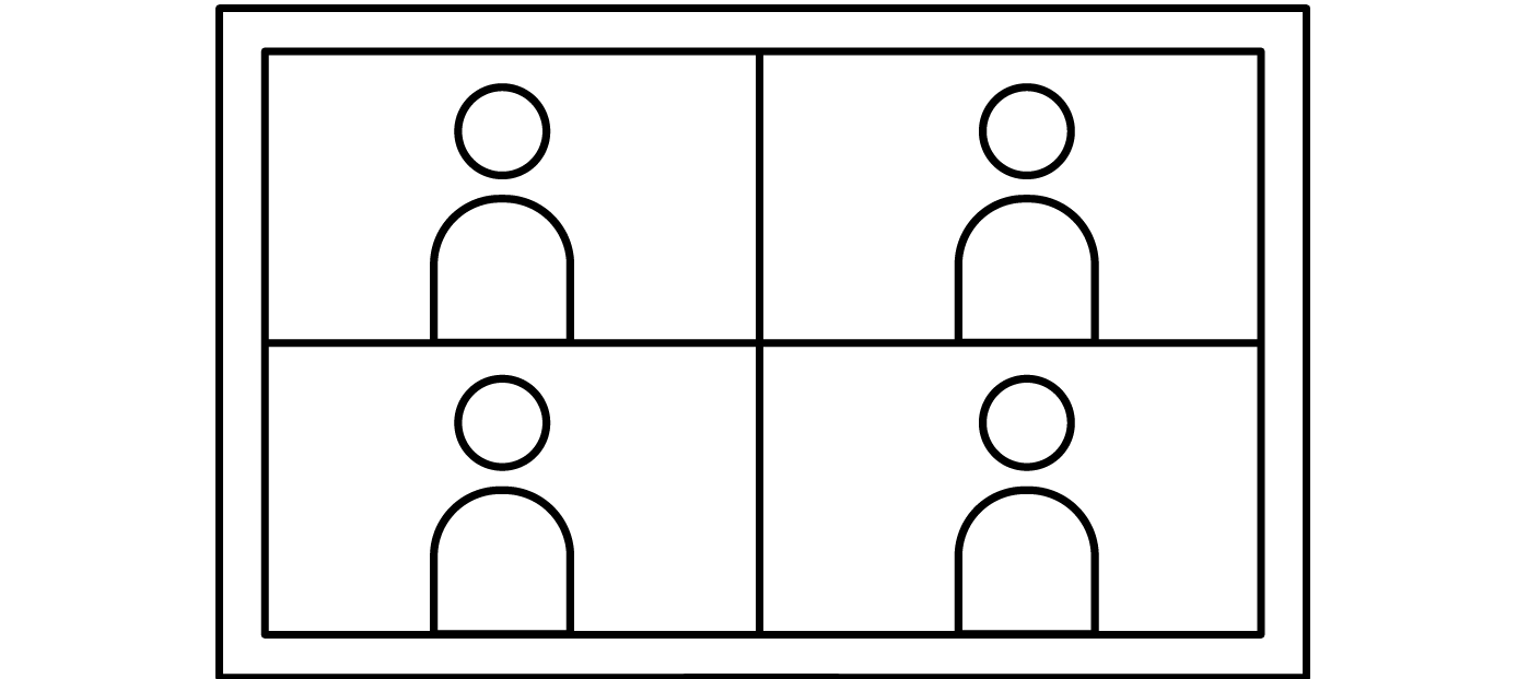 Graphik eines Bildschirms mit mehreren Personen