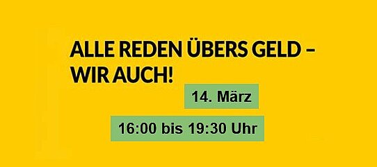 © DSEE & BAGSO | Hülsmann Titel, Datum und Uhrzeit der Veranstaltung auf gelbem Hintergrund