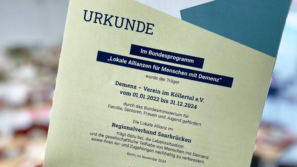 Foto: Urkunde des Bundesseniorenministeriums 