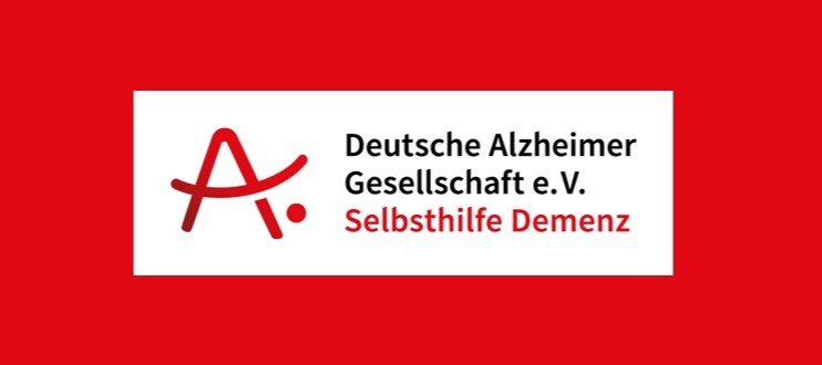 Logo der DAlzG auf rotem Hintergrund