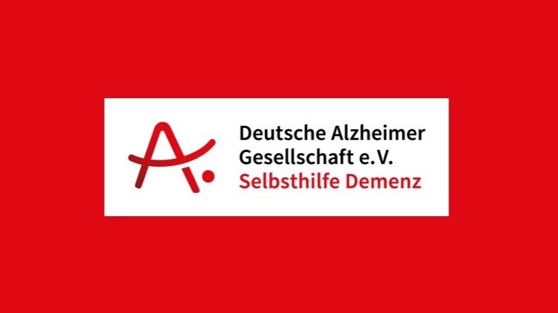 Logo der DAlzG auf rotem Hintergrund