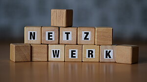 © BAGSO/ Hülsmann Foto: Holzwürfel mit Buchstaben, die das Wort "Netzwerk" ergeben