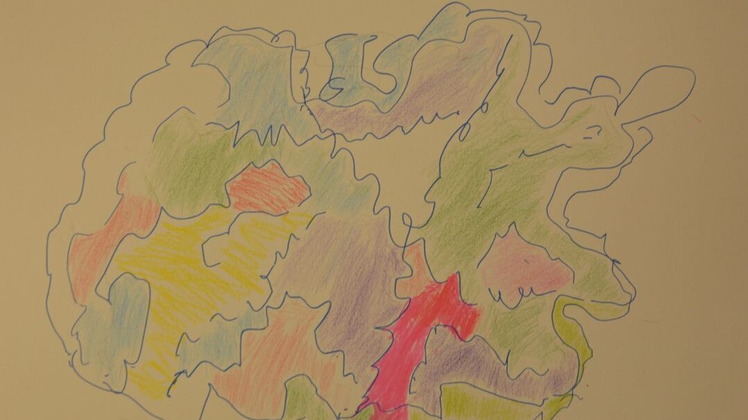 Auf dem Foto sieht man eine abstrakte bunte Zeichnung 