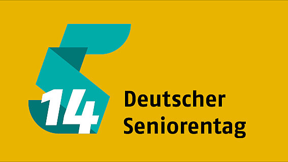 © BAGSO Gelbes Banner mit dem Logo des 14. Deutschen Seniorentages