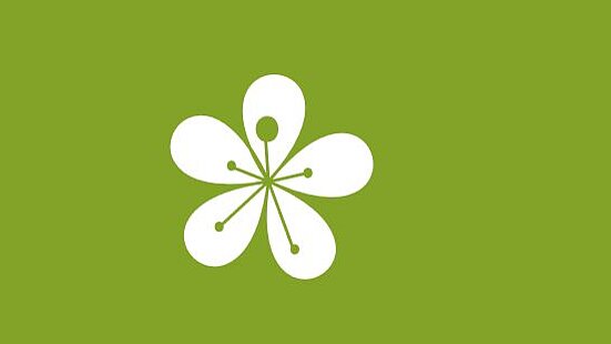 Logo weiße Blume mit grünem Hintergrund