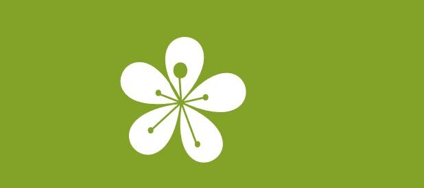 Logo weiße Blume mit grünem Hintergrund