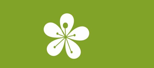 Logo weiße Blume mit grünem Hintergrund