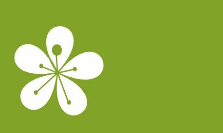 Logo weiße Blume mit grünem Hintergrund